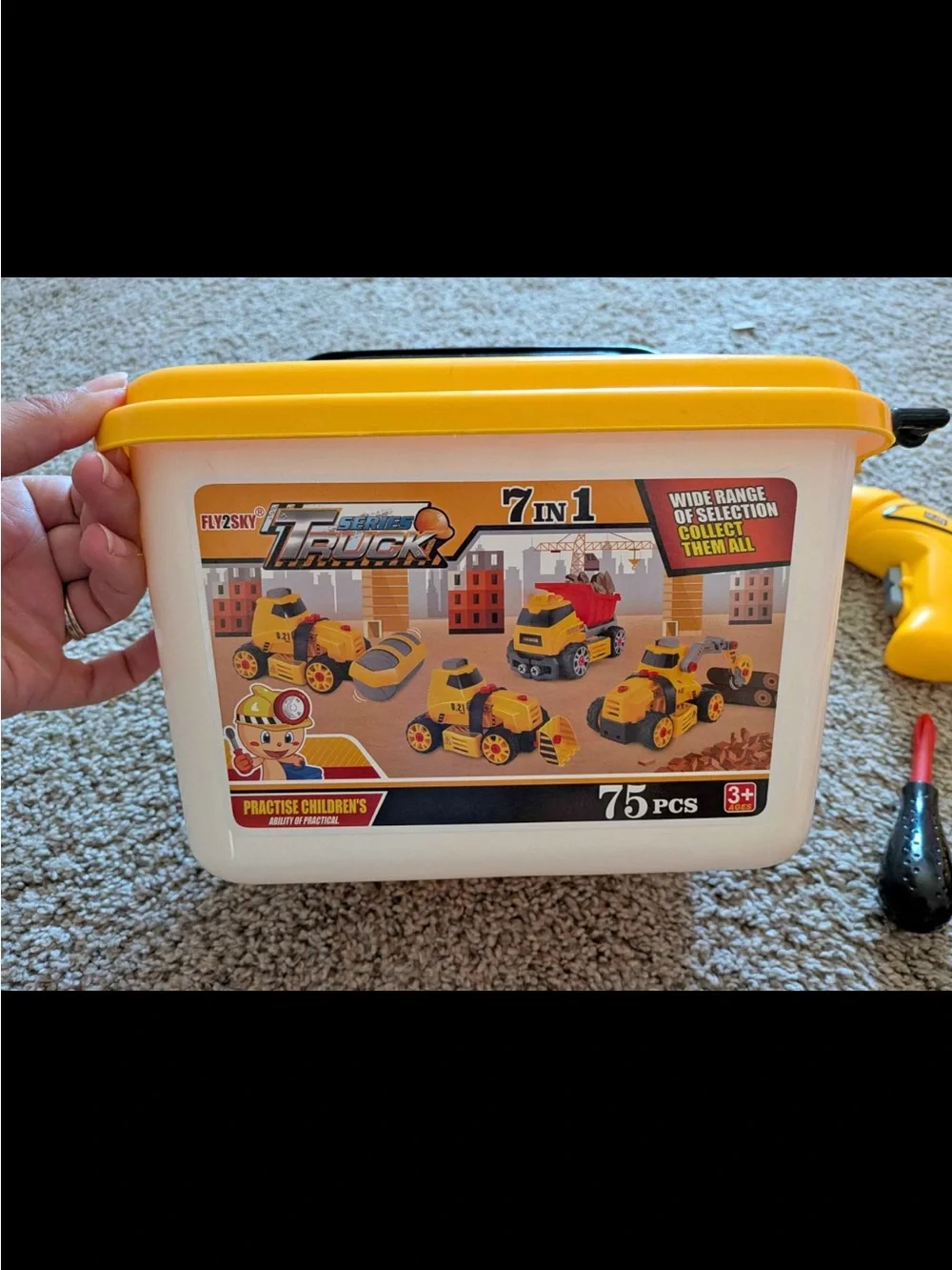 7-in-1 Yellow Construction Truck Building Set - 75 pcs